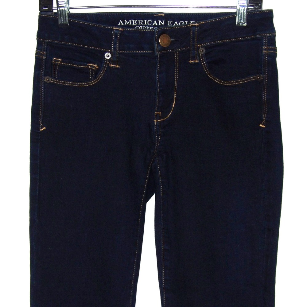 American Eagle Super Stretch Dark Wash Skinny Kick Boot Denim Jeans Women's 4 - Picture 2 of 7